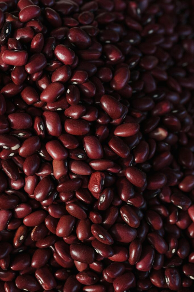 Vibrant close-up image of organic red kidney beans, showcasing texture and color.